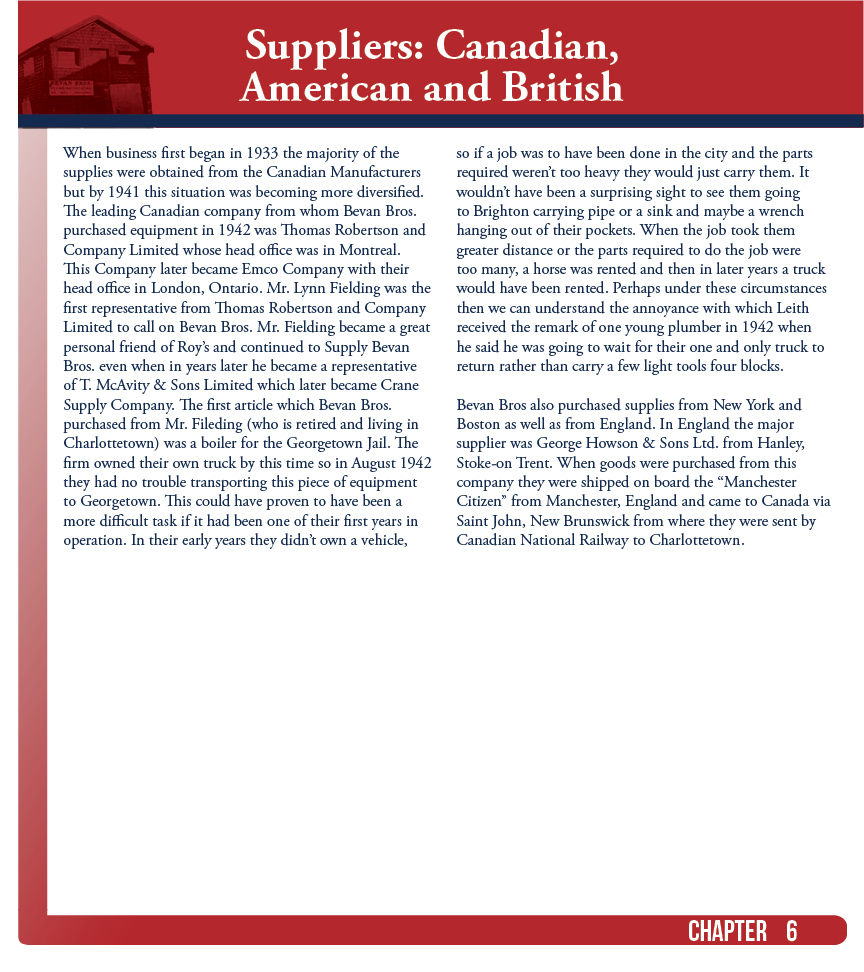 History of Bevan Bros Ch6